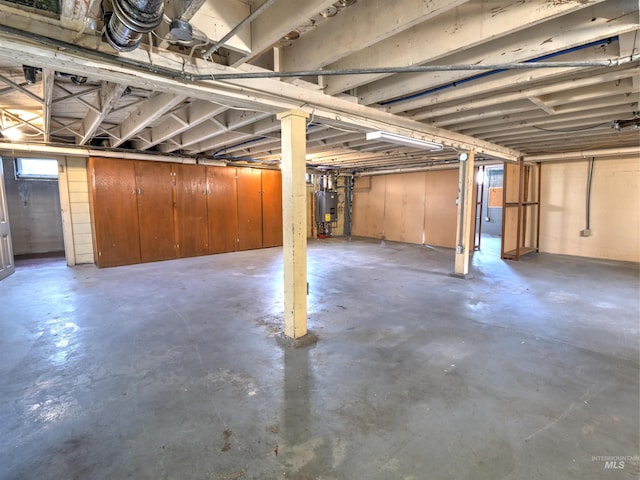 basement with water heater