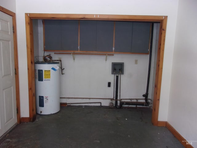 utility room with electric water heater