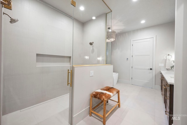 1010 Elo Rd, Mccall, ID 83638 - full bathroom with a shower stall, vanity, and recessed lighting