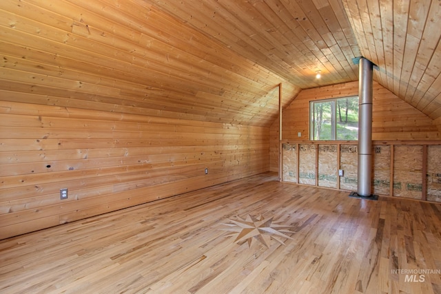 16 Meadow Ln, Boise, ID 83716 - bonus room featuring hardwood / wood-style floors, wood walls, wooden ceiling, and lofted ceiling