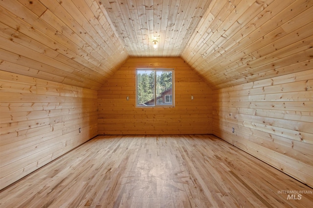 16 Meadow Ln, Boise, ID 83716 - bonus room featuring wooden ceiling, wooden walls, lofted ceiling, light wood-style floors, and a sauna / steam room