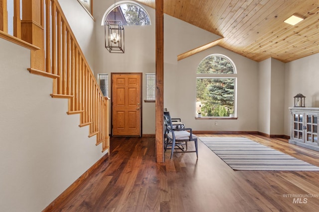 16 Meadow Ln, Boise, ID 83716 - entrance foyer featuring plenty of natural light, wood finished floors, stairway, and high vaulted ceiling