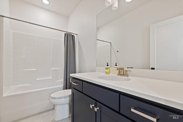 386 E Presidio Ln, Eagle, ID 83616 - full bath with toilet, shower / tub combo with curtain, vanity, recessed lighting, and tile patterned flooring