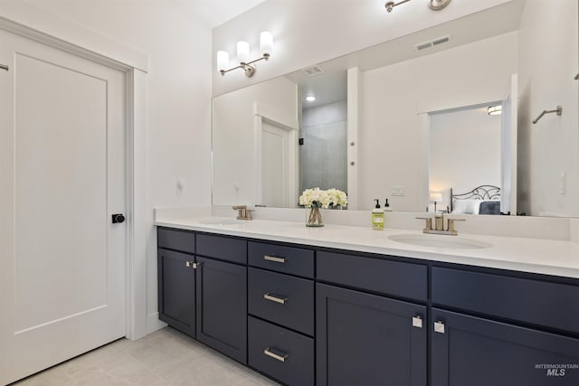 386 E Presidio Ln, Eagle, ID 83616 - bathroom with ensuite bathroom, double vanity, tile patterned floors, and a shower stall