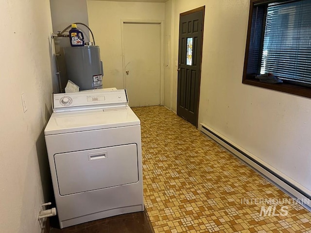 329 Forest St, Mccall, ID 83638 - washroom with washer / dryer, water heater, and baseboard heating