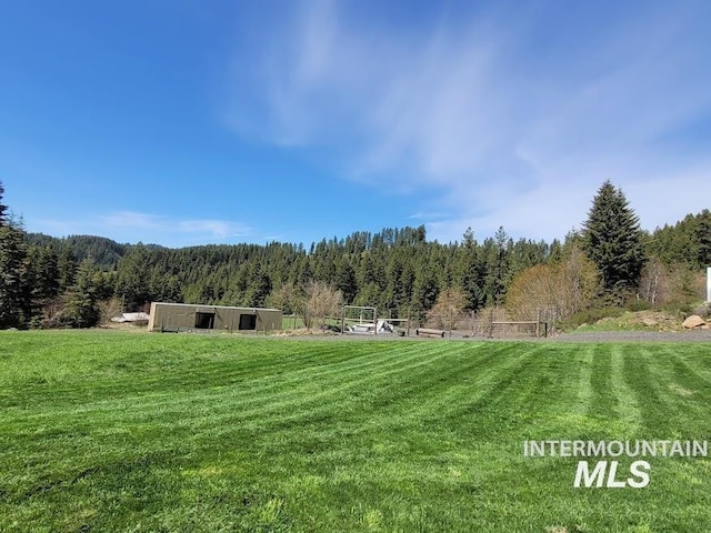 view of yard with a rural view