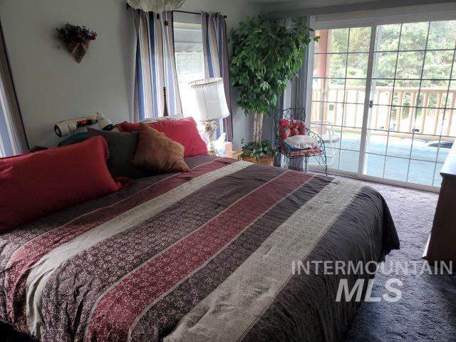 3460 American River Rd, Elk City, ID 83525 - carpeted bedroom with access to exterior