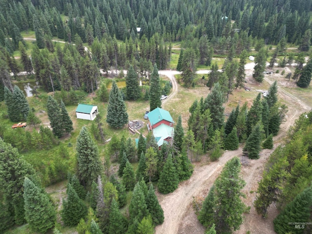 3460 American River Rd, Elk City, ID 83525 - birds eye view of property with a wooded view