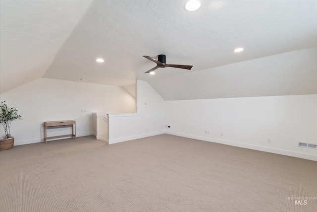6009 W Riva Capri St, Meridian, ID 83646 - bonus room with light colored carpet, ceiling fan, lofted ceiling, and recessed lighting