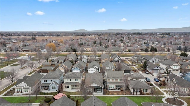 bird's eye view with a mountain view