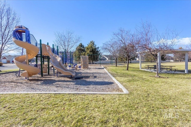 communal playground with a lawn