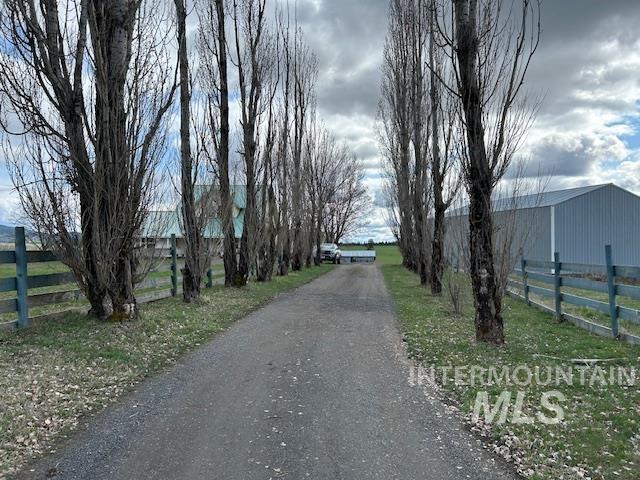 view of street with an outbuilding