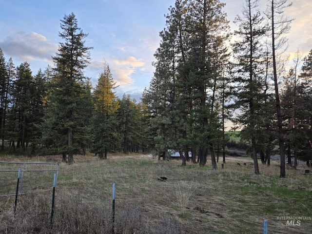 view of yard with fence and a rural view