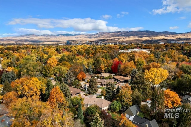 drone / aerial view with a mountain view