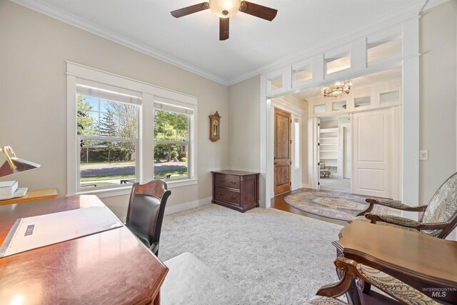 1573 E Commander St, Meridian, ID 83646 - office space with ornamental molding, ceiling fan, and baseboards