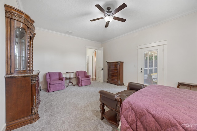 1573 E Commander St, Meridian, ID 83646 - bedroom with ornamental molding, carpet flooring, access to exterior, and ceiling fan