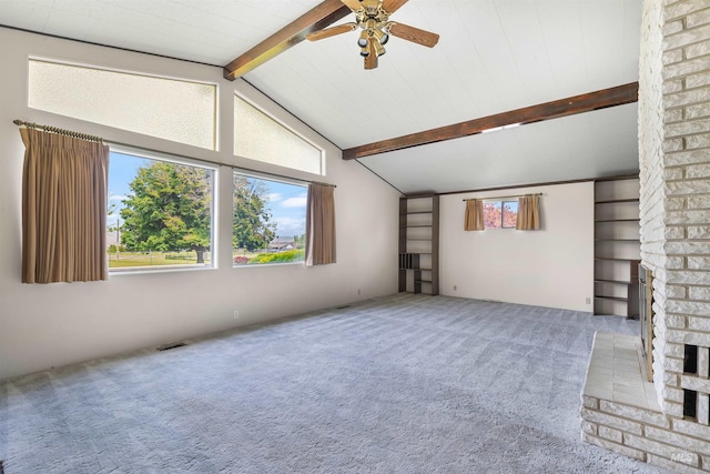 1332 Burrell Ave, Lewiston, ID 83501 - unfurnished living room with carpet floors, ceiling fan, and a fireplace
