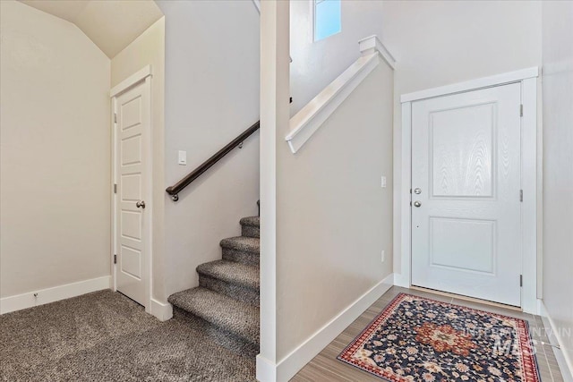 entryway with lofted ceiling