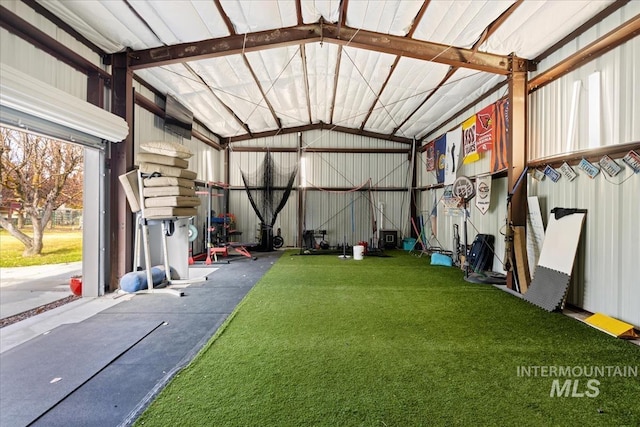 garage featuring metal wall