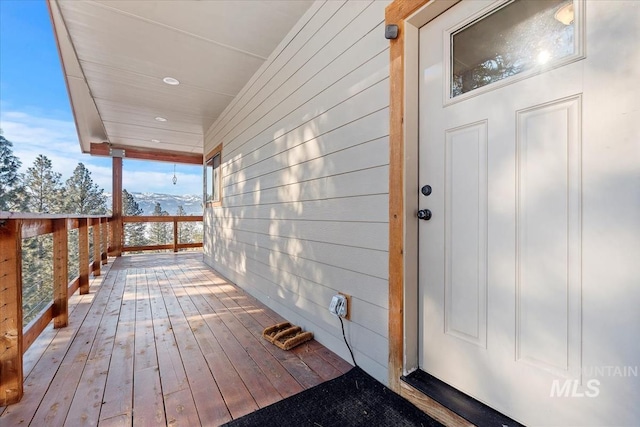 entrance to property with a mountain view