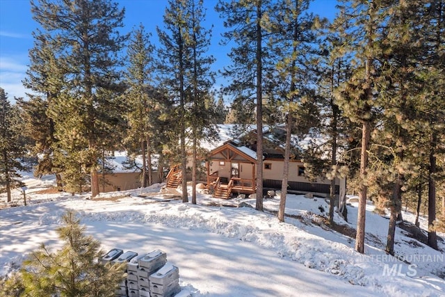 view of log home