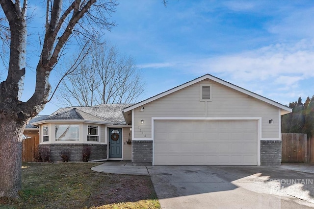 single story home featuring a garage