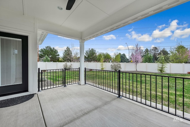 1440 E Azan St, Meridian, ID 83646 - view of patio with a fenced backyard and a ceiling fan