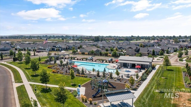 aerial view with a residential view