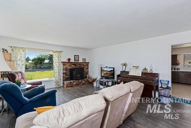 living area with wood finished floors