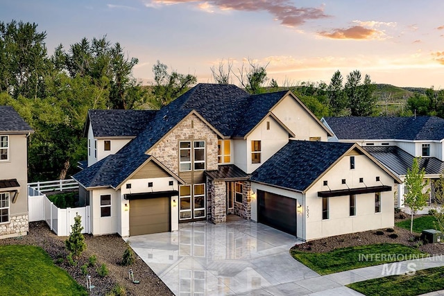 view of front of house with a garage