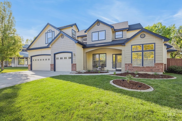 327 E Rockingham Dr, Eagle, ID 83616 - craftsman inspired home with concrete driveway, brick siding, roof with shingles, a garage, and covered porch