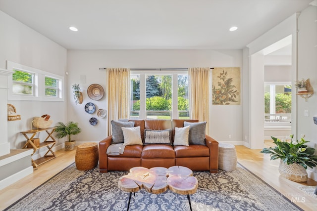 327 E Rockingham Dr, Eagle, ID 83616 - living area featuring healthy amount of natural light, recessed lighting, baseboards, and wood finished floors