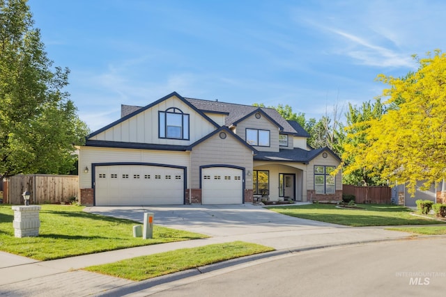 327 E Rockingham Dr, Eagle, ID 83616 - view of front of home with brick siding, driveway, an attached garage, board and batten siding, and roof with shingles