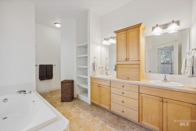 327 E Rockingham Dr, Eagle, ID 83616 - full bathroom with double vanity, a garden tub, and tile patterned flooring