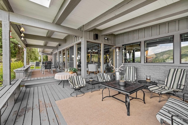 4076 Warren Wagon Rd, Mccall, ID 83638 - wooden terrace with outdoor dining space