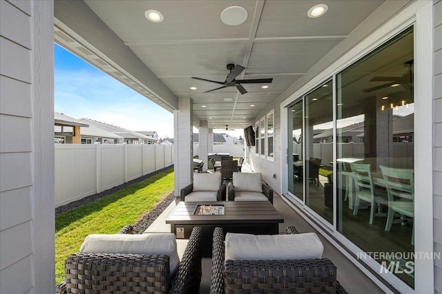 view of patio / terrace with ceiling fan