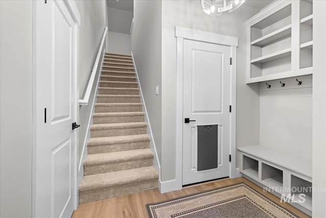 mudroom with hardwood / wood-style floors