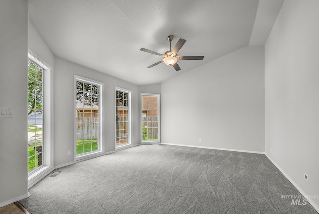 2943 S Zach Pl, Boise, ID 83706 - unfurnished room featuring carpet floors, a ceiling fan, vaulted ceiling, and baseboards