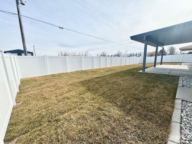 view of yard with a patio area