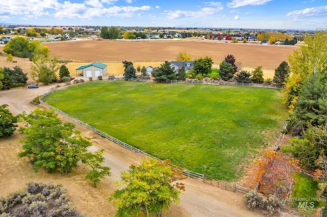 aerial view featuring a rural view