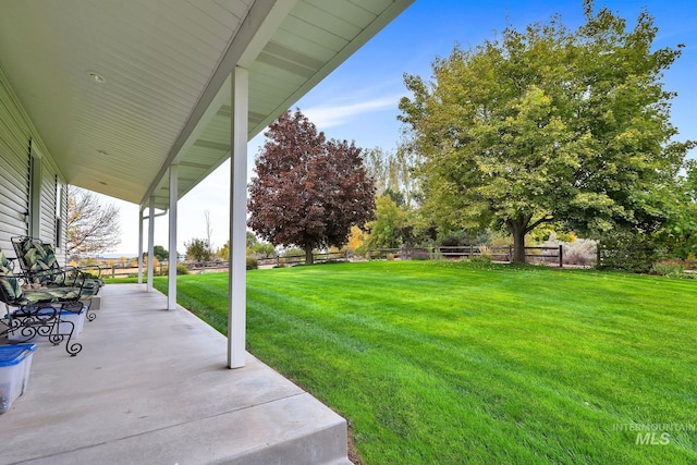 view of yard with a patio and a fenced backyard