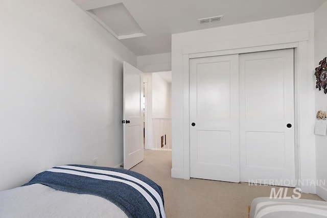 12524 W Shortcreek, Star, ID 83669 - bedroom with attic access, light colored carpet, and a closet