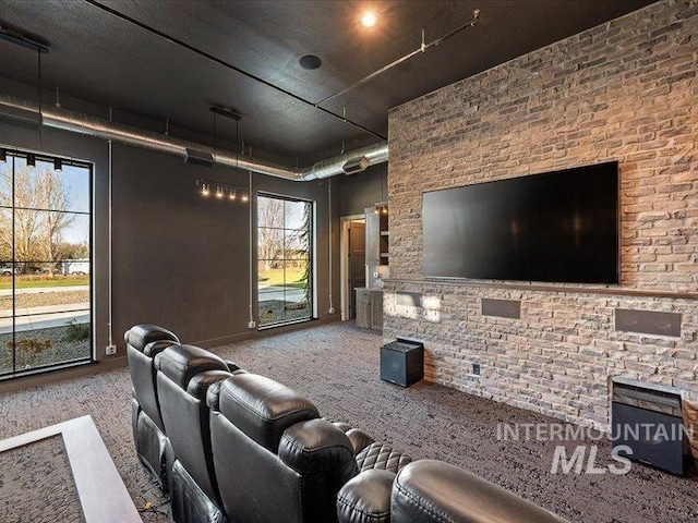 cinema room featuring carpet