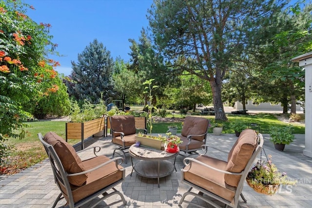 view of patio / terrace featuring an outdoor living space