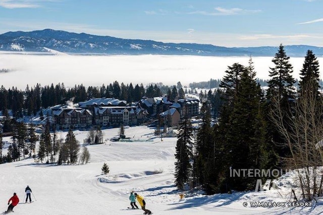 view of community with a mountain view