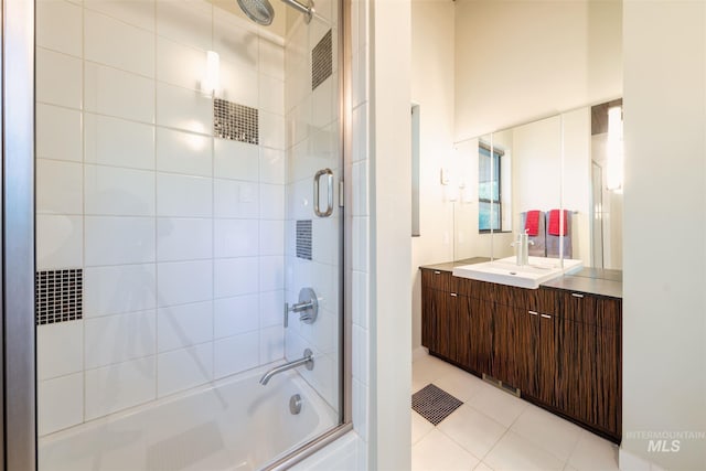1115 Heavens Gate Ct, Mccall, ID 83638 - bathroom with enclosed tub / shower combo, vanity, and tile patterned floors