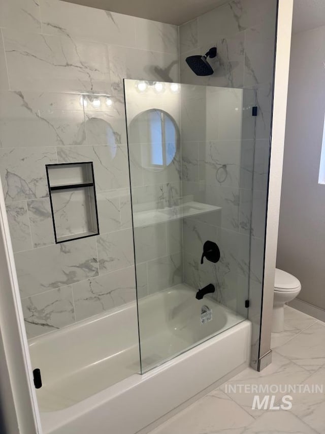 3109 N Tamarack Dr, Boise, ID 83703 - full bathroom with toilet, marble finish floor, and shower / bathtub combination