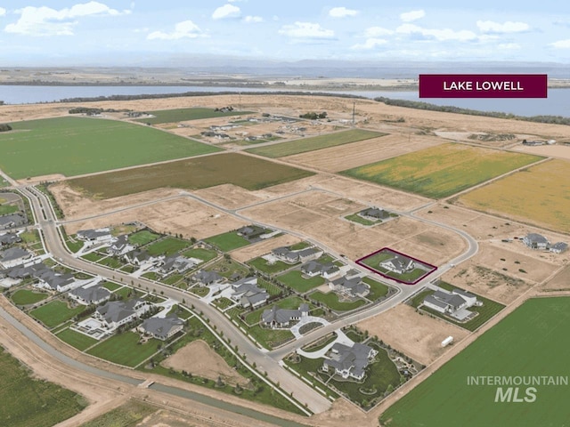 13625 Hickory Rnch, Nampa, ID 83651 - aerial view of property and surrounding area featuring a nearby body of water and property boundaries highlighted