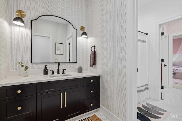 3031 Champagne Ct, Eagle, ID 83616 - bathroom with vanity and wallpapered walls