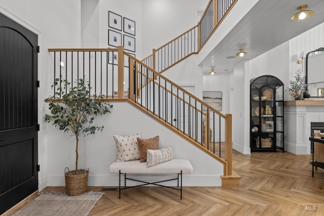 3031 Champagne Ct, Eagle, ID 83616 - entrance foyer featuring stairway, baseboards, and a high ceiling